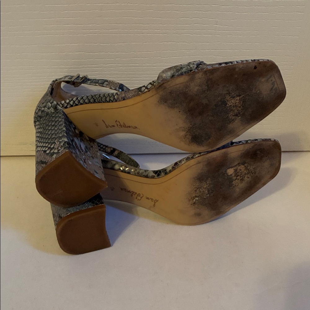 Sam Edelman Daniella Snake Print 3.5 in Leather Block Heels size 7.5 - Picture 8 of 12